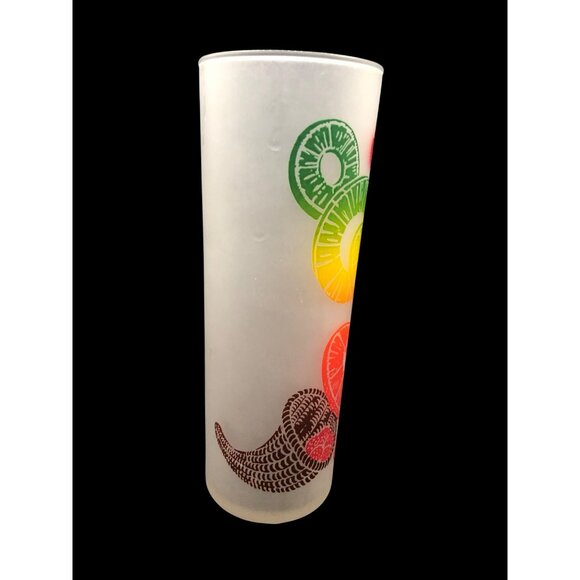 Set Of 4 Mid Century Federal Frosted Tom Collins Glasses With Retro Fruit Design - Picture 16 of 16